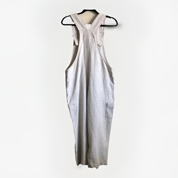 Eddie Bauer Outfitter‎ Women's 100% Linen Crop Overalls Size Large Beige Natural - Picture 2 of 7